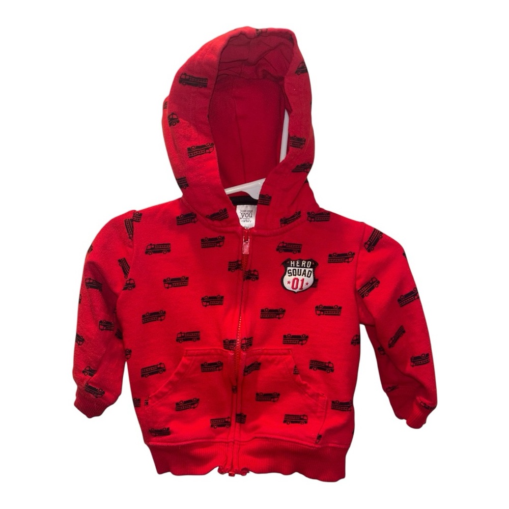 CARTER “HERO SQUAD” Fireman Zip Up Hoodie w Kangaroo Pockets